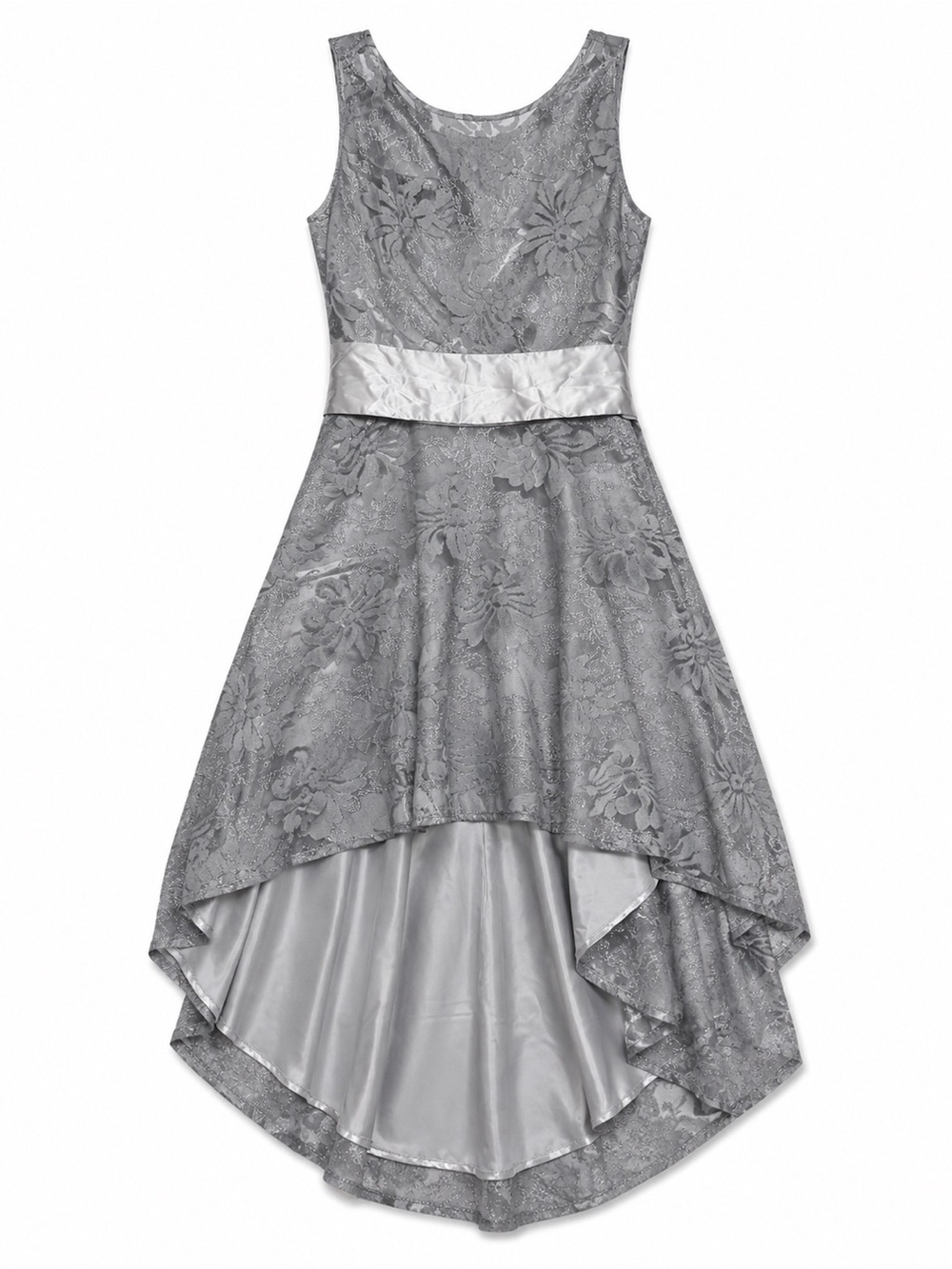 Absolutely Silver Floral Jacquard Evening Dress